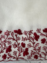 Premium Kota Moonga checks saree with embriodery borders MSH122 - White to DeepRed