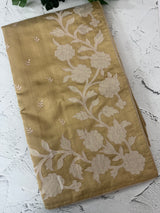 Blended Tussar silk saree with applique work- MSH200 Chiku