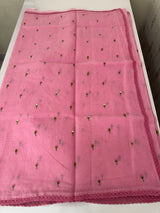 Kota checks saree with embroidery MS7679(1) Pink