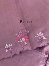 Crushed Blended tussar silk saree with embroidery- MSB7666 Mauve