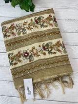 Tissue linen saree with kanta embriodery saree MS88650