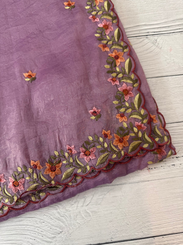Crush Organza embroidery saree MS14567 Lavender