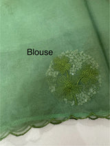 Organza saree with embroidery - MSH375 JadeGreen