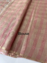 Tissue Silk applique work saree MSH133 Design 3- PeachPink
