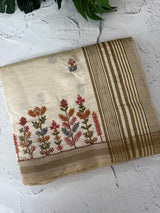 Blended tussar silk saree with embroidery- MSH490