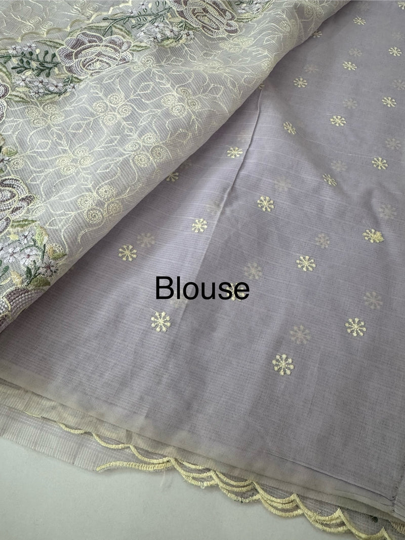 Phulkari NetKota embroidery saree - MSH126 Pastel Lavender