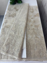Organza saree with tissue applique work MS5081 Pastel CloudGrey