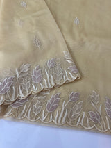 Viscose Organza saree with applique work-MSH103 CreamyYellow