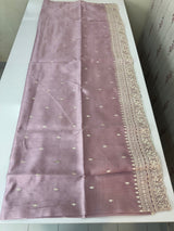 Tussar finish soft silk saree with white thread embroidery MTS567 Pastel Onion