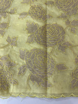 Premium Organza saree with tissue appliqué work - MMG311- Yellow