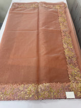 Soft Organza saree with cutwork tissue applique borders - MCW765