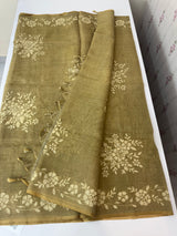 Tissue Linen Saree with applique work MRS890