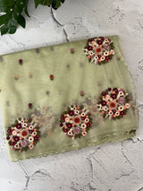 Glass tissue organza saree with embroidery MSF130