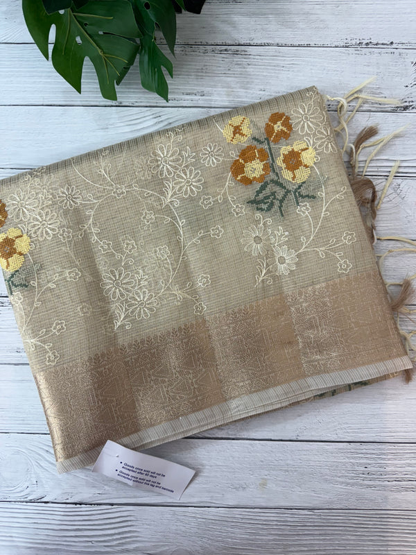 Tissue Silk embriodery saree MS49892