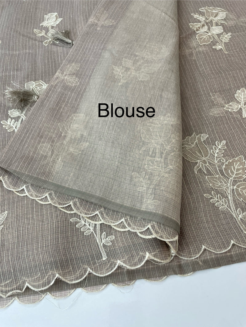 Silky kota embroidery saree 
MSK890 NudeBrown