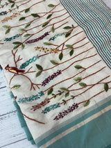 Blended tussar silk saree with hand embroidery MS40488