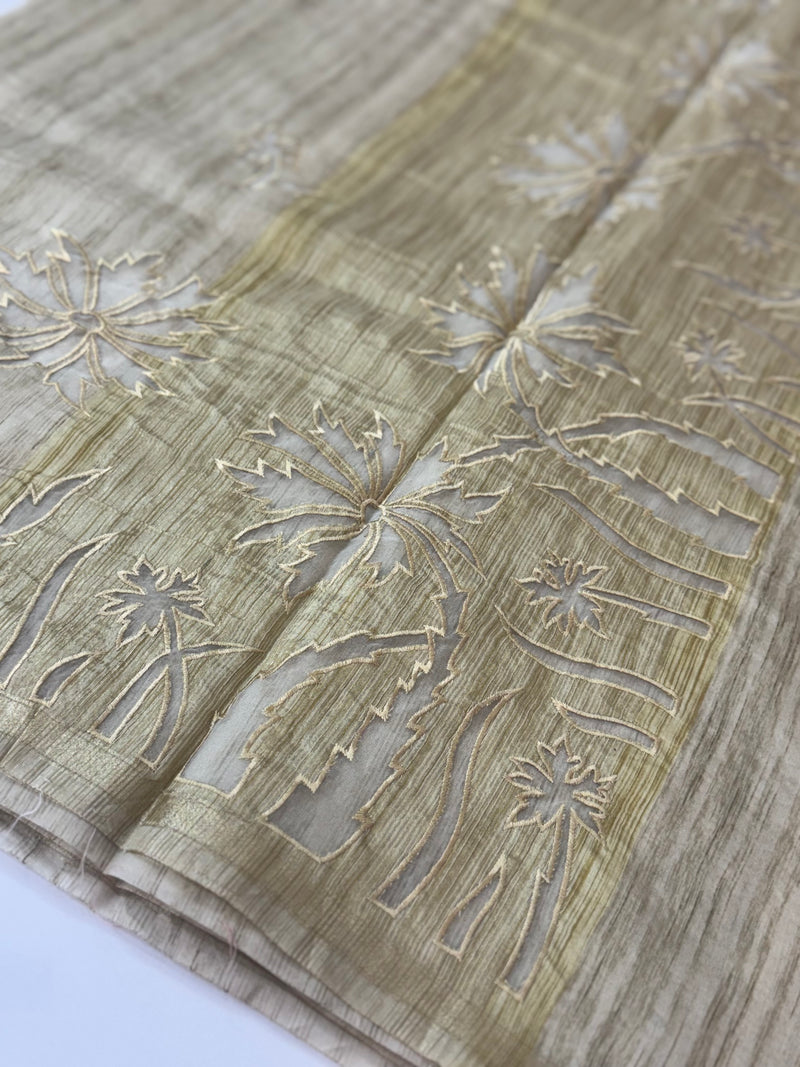 Blended tussar saree with applique work - MS14925