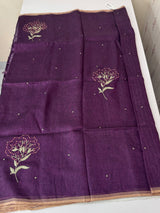 Pure linen handwork sarees MLS7854