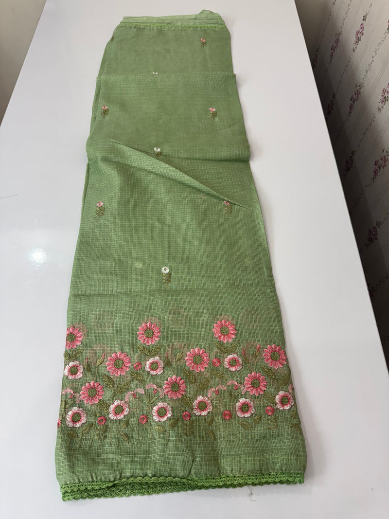 Soft kota checks saree with embroidery - SVPSNM m