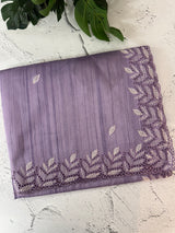 Blended tussar saree with cutwork - MSHK690 Lavender