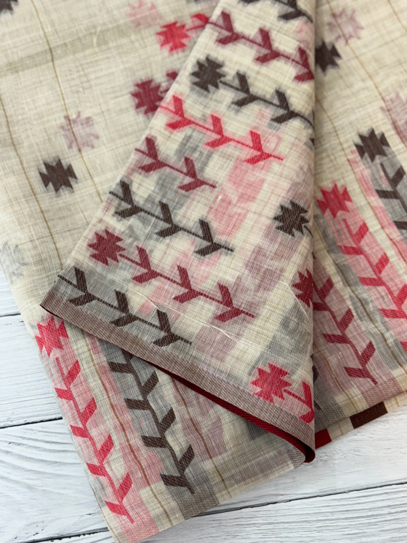 Jamdani silk Cotton Saree with blouse MS12551
