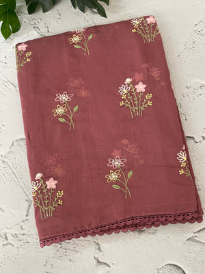 Blended Malai chanderi saree with embroidery MS5568 AntiqueRose