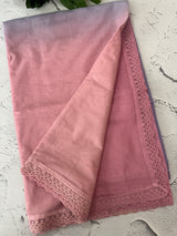Rainbow Mul chanderi saree with lace borders- MSF9054