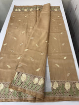 Cutwork Raw silk saree MSH228(2) Chiku