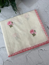 Mul chanderi embriodery saree with scalloped borders MSH290