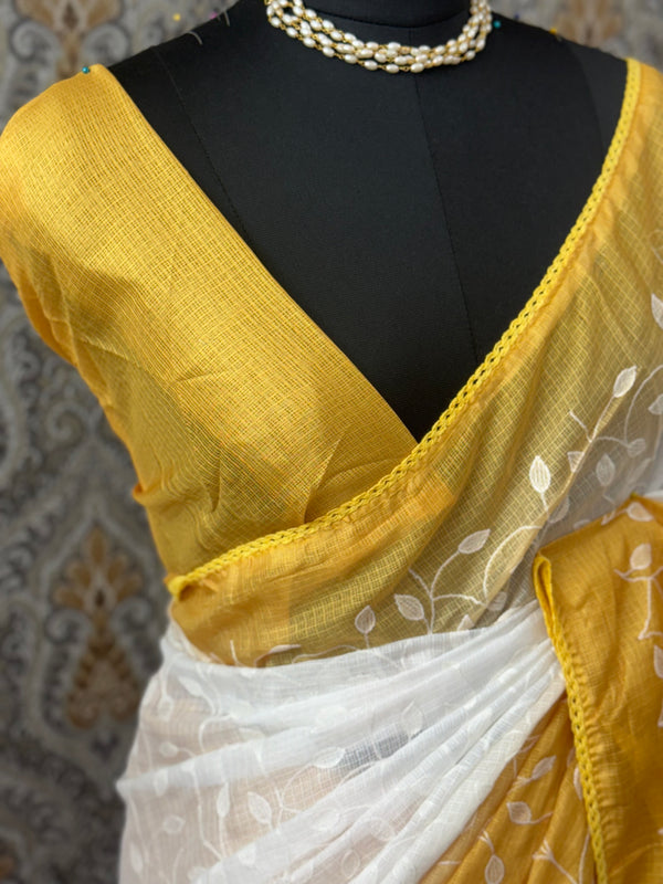 Ombre Soft kota checks saree with embroidery SVTS20