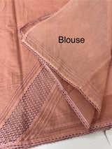 Supernet saree with crochet work and lace border MCJ5433 -Peach(Design - Diagonal Crochet)