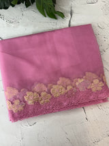 Soft organza saree with turkish applique borders- MCW735