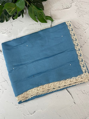 Blended Malai chanderi saree with lace borders MS5568