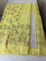 Premium Organza saree with tissue appliqué work - MMG310 - Yellow