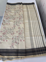 Blended tussar silk saree with embroidery- MSH490