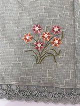 Silky kota embroidery saree MSK4359 Grey