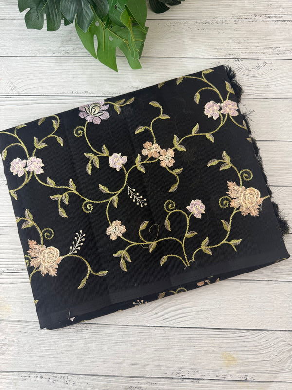 Kota Supernet embriodery saree SHSNYNM Black
