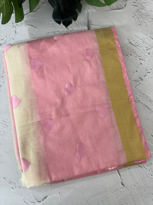Semi chanderi silk saree with embroidery & blouse- MSF567