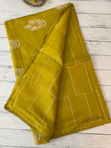 Soft kota silk saree with embriodery MS14809- YellowGreen