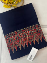Pure Ajrakh Georgette saree MGS76- DarkBlue