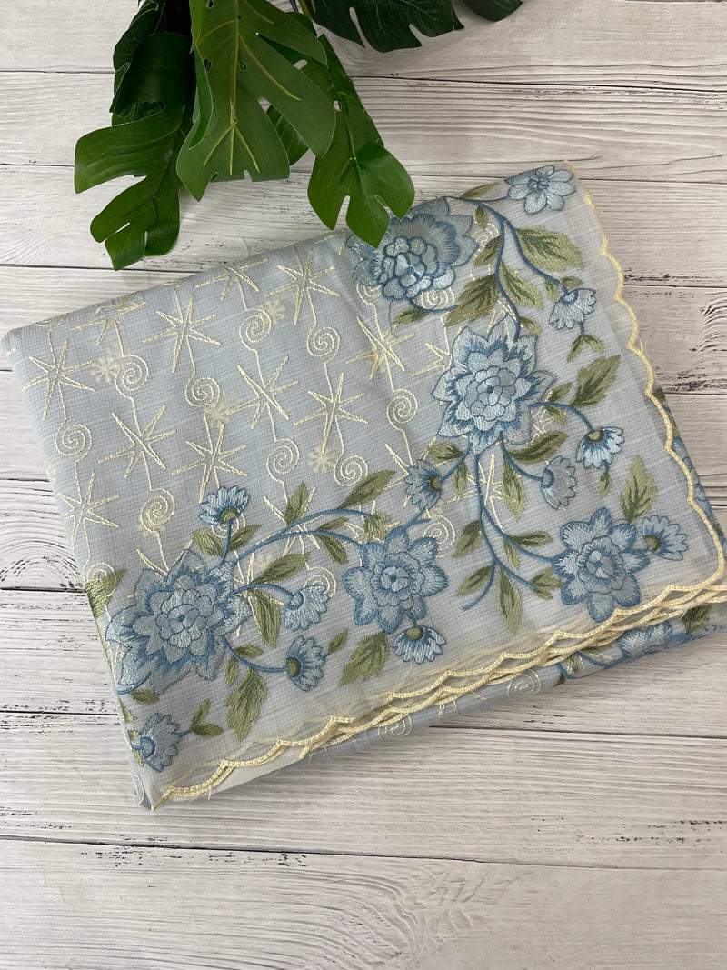 Phulkari NetKota embroidery saree - MSH126 PowderBlue