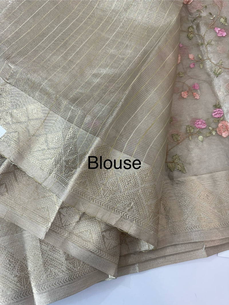 Kota Tissue Silk Saree with multicolor embroidery - SYACSER
