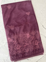 Glass tissue organza saree with embroidery MSF121 (2) Metallic Wine
