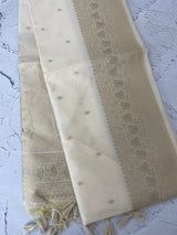 Soft Chanderi viscose silk saree with zari weaving MS1801- Cream