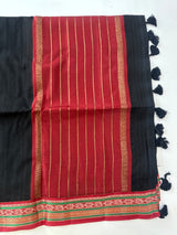 Jute tussar silk saree with contrast borders MJL655