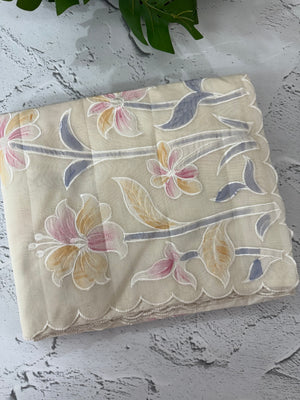 Soft mul chanderi saree with prints and embroidery MSH190(3) - Ivory