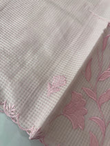 Moonga Kota checks saree with applique woek MMC457 - PastelPeachPink