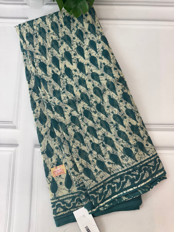 Hand block printed pure kota doria saree MBKD461