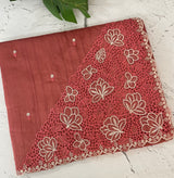 Cutwork Semi tussar saree MTSS674 Dark peach