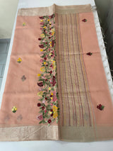 Soft Tissue linen Silk embriodery saree MS49876